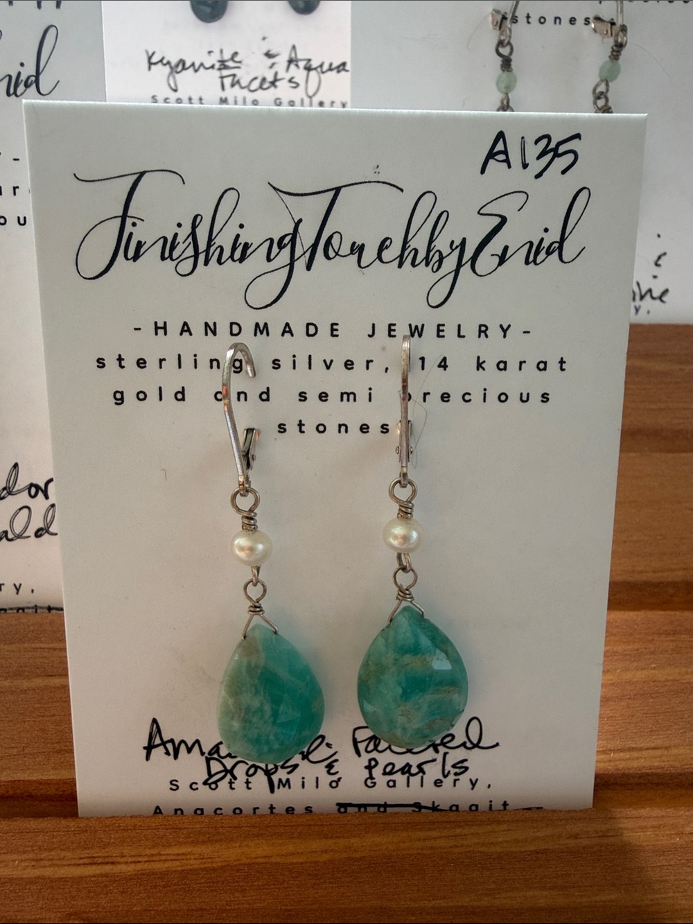 Amazonite Teardrop & Pearl Sterling Earrings